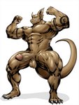 abs anthro balls biceps casual_erection clenched_teeth deltoids erection feet flexing flexing_bicep flexing_both_biceps foreskin genitals happy humanoid_feet humanoid_genitalia humanoid_hands humanoid_penis looking_at_viewer male muscular muscular_anthro muscular_male nude obliques pecs penis plantigrade pose quads simple_background smile solo spread_legs spreading tail teeth teeth_showing vein veiny_penis white_background masterelrest mythology tephros dragon mythological_creature mythological_scalie reptile scalie 3:4 hi_res