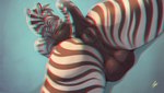 2015 anaglyph anthro anus backsack ball_squish balls balls_on_ground biped black_anus black_balls black_perineum blush butt chromatic_aberration detailed_anus digital_media_(artwork) dutch_angle equid equine flexible fur genitals looking_at_viewer looking_back looking_back_at_viewer low-angle_view lying male mammal nude on_front perineum presenting presenting_hindquarters puffy_anus raised_tail rajii rear_view sahlohkin_(editor) seductive simple_background solo splits spread_butt spread_legs spreading squish stereogram stripes tail zebra