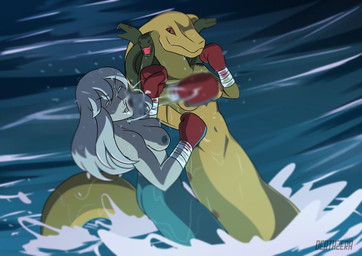 apode blue_nipples boxing boxing_gloves boxing_gloves_only breasts bruised clothing duo eyes_closed featureless_crotch female fight hair handwear handwear_only legless living_hair mostly_nude nipples non-mammal_breasts non-mammal_nipples nude open_mouth partially_submerged pseudo_hair serpentine snake_hair snake_hood splashing_water split_form sport uppercut water deathzera european_mythology god_of_war god_of_war_ascension greek_mythology mythology sony_corporation sony_interactive_entertainment spooky's_jump_scare_mansion gorgon_cobra specimen_13 aquatic cobra draconcopode merfolk mythological_creature naga reptile scalie snake 2019 digital_media_(artwork) hi_res