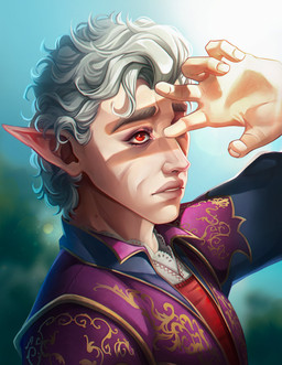 5_fingers blue_sky clothed clothed_humanoid clothed_male clothing day eyebrows fingernails fingers grey_eyebrows grey_hair hair humanoid_pointy_ears jacket light lips male male_humanoid nails not_furry open_mouth outside pointy_ears purple_clothing purple_jacket purple_topwear red_eyes shielding_eyes short_hair sky solo sunlight tan_body tan_fingernails tan_lips tan_nails tan_skin topwear wavy_hair marie_gelebart baldur's_gate baldur's_gate_3 larian_studios astarion_(baldur's_gate) elf humanoid hybrid vampire 2024 absurd_res bust_portrait colored digital_drawing_(artwork) digital_media_(artwork) hi_res lighting portrait shaded