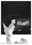 anthro biped blurred_background border bottomwear bottomwear_down breasts clothed clothing digitigrade dust_cloud female hair mid_transformation night non-mammal_breasts open_mouth outside pants pants_around_ankles pants_down partially_clothed phone_call pregnant pregnant_anthro pregnant_female raised_tail rubble sharp_teeth solo standing tail teeth text three-quarter_view topwear torn_bottomwear torn_clothing torn_topwear undersized_clothing white_border koopacap dinosaur prehistoric_species reptile scalie theropod tyrannosaurid tyrannosauroid tyrannosaurus tyrannosaurus_rex 2023 artist_name english_text hi_res monochrome