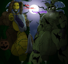 abs anthro apron apron_only aroused balls big_balls big_penis bodily_fluids clothing creepy creepy_face creepy_smile dialogue dripping duo full_moon genital_fluids genitals glans glowing glowing_eyes halloween_bucket holidays hollow_eyes horror_(theme) huge_balls huge_penis hyper hyper_balls hyper_genitalia hyper_penis imminent_sex looking_at_viewer machine male male/male moon musclegut muscular muscular_male narrowed_eyes necktie night nipples penis plant plushie precum precum_drip presenting scary seam_(sewing) smile smiling_at_viewer stitch_(sewing) talking_to_viewer tentacles text vein veiny_penis vine_tentacles vines wide_stance wire m4n five_nights_at_freddy's five_nights_at_freddy's_3 halloween scottgames the_walten_files lorenzo_waterman_(the_walten_files) pumpkin_rabbit springtrap_(fnaf) animate_inanimate animatronic lagomorph leporid living_plushie mammal monster rabbit robot absurd_res english_text hi_res story