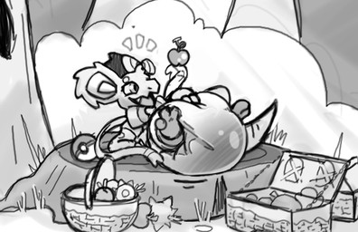big_diaper clothed clothing diaper feces feral food huge_diaper lying male on_back open_mouth picnic smile soiled soiled_diaper soiling solo unclean_diaper used_diaper wearing_diaper poofy_dragon nintendo pokemon aurora_(mrthatguy) eeveelution generation_1_pokemon generation_6_pokemon hybrid nidorina pokemon_(species) sylveon monochrome sketch