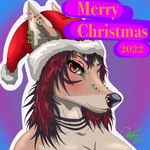 anthro blush christmas_clothing christmas_headwear clothing ear_piercing eyebrow_piercing eyeliner facial_piercing female festive festive_clothing fur fur_markings furgonomics furry-specific_piercing hair hat headgear headwear holidays lipstick makeup markings mascara multicolored_body multicolored_fur muzzle_piercing neck_markings nose_piercing piercing red_eyes red_hair santa_hat simple_background smile solo text lynxdts christmas lorelei_(lynxdts) canid canine canis hybrid mammal wagon(species) wolf 1:1 2022 absurd_res digital_media_(artwork) english_text hi_res