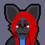 1:1 animated anthro canid canine canis clothing digital_media_(artwork) hair icon jacket licking licking_lips licking_own_lips long_hair low_res male mammal pixel_(artwork) predytrevey_(artist) red_eyes red_hair short_playtime speedy_(speedysnack) speedysnack_(artist) thumbnail tongue topwear wolf