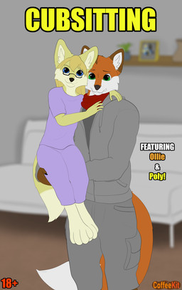 age_difference anthro blue_eyes duo female fur green_eyes male male/female orange_body orange_fur tan_body tan_fur coffeekit ollie_(coffeekit) polymorph canid canine fox mammal hi_res