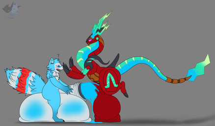 anthro balls balls_expansion big_balls big_penis blue_body blue_cum blue_fur bodily_fluids claws colored_cum cum cum_exchange cum_from_penis cum_in_balls cum_in_penis cum_inside directional_arrow duo expansion finger_claws fur genital_expansion genital_fluids genitals glowing glowing_balls glowing_cum glowing_genitalia grey_background grey_body grey_fur holding_penis huge_balls huge_penis hyper hyper_balls hyper_genitalia hyper_penis leaking_cum logo long_tail looking_at_another male male/male multicolored_tail open_mouth penetration penile penile_penetration penis penis_in_penis purple_sclera red_body red_fur saggy_balls scrotum_flap shadow simple_background tail toe_claws unusual_bodily_fluids unusual_cum unusual_genital_fluids urethral urethral_penetration leskarmory nintendo pokemon future_pokemon generation_9_pokemon legendary_pokemon miraidon paradox_pokemon pokemon_(species) ultimate_mode_miraidon 2026 absurd_res artist_logo hi_res