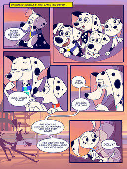 black_nose black_spots dialogue female feral fur group male speech_bubble spots white_body white_fur elibear gjtproductions 101_dalmatian_street 101_dalmatians disney cruella_de_vil delilah_(101_dalmatians) dolly_(101_dalmatians) doug_(101_dalmatians) dylan_(101_dalmatians) canid canine canis dalmatian domestic_dog human mammal absurd_res comic hi_res
