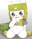 anthro armor belly blush featureless_crotch fur headgear helmet male navel slightly_chubby solo white_body white_fur young young_anthro toruu bandai_namco digimon digimon_frontier digimon_(species) kumamon absurd_res hi_res