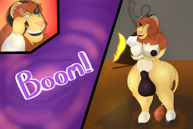 angry animal_genitalia anthro balls big_balls breasts equine_genitalia genitals gynomorph huge_balls intersex nipples nude shrinking size_transformation solo transformation slowdancer mythology demon felid lion mammal pantherine 3:2 absurd_res comic hi_res