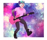 5_fingers abstract_background anthro backwards_hat black_bottomwear black_clothing black_footwear black_pants black_shoes blue_clothing blue_hat blue_headwear bottomwear clothed clothing cosmic_background eyes_closed fingers footwear fur grey_body grey_fur guitar hat headgear headwear male musical_instrument open_mouth open_smile pants pink_clothing pink_guitar pink_nose pink_shirt pink_topwear playing_guitar playing_music plucked_string_instrument shirt smile solo space space_background string_instrument topwear daire301 daire american_opossum mammal marsupial virginia_opossum 2021 digital_media_(artwork) hi_res