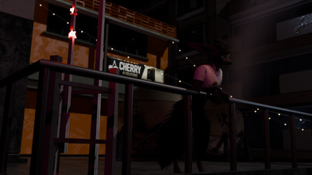 anthro balcony billboard bottomwear building cigarette clothing male night outside pants shirt smoking solo standing sweatpants topwear white_clothing white_shirt white_topwear draegyn draegyn_(character) canid canine fox mammal rexouium 16:9 3d_(artwork) digital_media_(artwork) hi_res widescreen