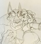 anthro blush duo female hair_down male male/female one_eye_closed selfie smile wink toafaybos activision crash_bandicoot_(series) coco_bandicoot tiny_tiger bandicoot dasyuromorph mammal marsupial recently_extinct_species thylacine greyscale monochrome