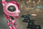 2012 android anthro anthrofied artificial_intelligence crossover cutie_mark digital_media_(artwork) earth_pony equid equine female foreshortening friendship_is_magic group hair hasbro horse looking_at_viewer machine mammal my_little_pony personality_core_(portal) pink_hair pinkamena_(mlp) pinkie_pie_(mlp) pony portal_(series) robot robotization sentry_turret_(portal) shad3r smile solo_focus test_chamber turret turret_(portal) valve