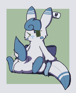 animal_genitalia big_penis blue_markings blue_nose blue_penis blush blush_stickers feral genitals green_eyes huge_penis looking_at_genitalia looking_at_penis male markings masturbation one_eye_closed penis plushie sheath simple_background sitting solo white_body oagoner rain_world videocult animate_inanimate living_plushie slugcat aliasing alternate_version_at_source digital_media_(artwork)