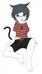 3_toes anthro barefoot bottomwear clothed clothing cute_fangs eyewear feet male shorts solo toes young young_anthro young_male mentha felid mammal 2016 digital_media_(artwork) hi_res