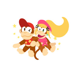 blonde_hair bottomless clothed clothing duo featureless_crotch female hair long_hair male ponytail smile clockworkstarss donkey_kong_(series) nintendo diddy_kong dixie_kong haplorhine mammal monkey primate 1:1 2018 absurd_res hi_res