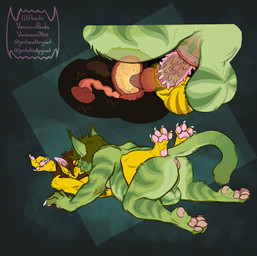 animal_genitalia animal_penis anthro anus balls bladder bladder_penetration bodily_fluids butt cum cum_in_bladder cum_in_kidney cum_in_ureter cum_inside duo ejaculation eyes_closed feline_genitalia feline_penis fur genital_fluids genitals green_background green_body green_fur internal kidney kissing lying male male/male nude_anthro nude_male on_back organs pawpads paws penetration penile penile_penetration penile_spines penis penis_in_bladder penis_in_penis penis_in_urethra prostate prostate_penetration simple_background striped_body striped_fur stripes urethral urethral_penetration urine yellow_body yellow_fur voraciousollie leon_(bluespark) domestic_cat felid feline felis mammal hi_res