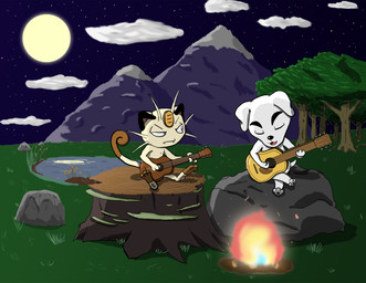 2012 ambiguous_gender animal_crossing canine cat cloud coin crossed_legs crossover cute dog duo eyes_closed feline fire grass guitar instrument jsherstein k._k._slider lake male meowth moon mountain night nintendo on_rock outside paws plant pointy_ears pokémon raised_arm rock sharp_teeth sitting spread_legs spreading stars stump teeth tongue tree video_games whiskers wood
Rating: Safe
Score: 6
User: slyroon
Date: July 23, 2013