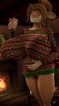 anthro belly big_belly big_breasts bloated bottomless breasts buckteeth christmas_tree clothed clothing eggnog eyewear female fireplace glasses holidays huge_breasts inside plant revamped_anthros solo sweater teeth topwear tree ugly_christmas_sweater donglysfm christmas fiona_fawnbags_(dullvivid) deer mammal 3d_(artwork) 4k 9:16 absurd_res digital_media_(artwork) hi_res