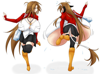 big_breasts bottomwear breasts brown_hair clothing female hair hyper long_hair shirt simple_background skirt solo topwear white_background white_clothing white_shirt white_topwear nightmarebros sepiascribe meushi_mattie_(matsu-sensei) animal_humanoid bovid bovid_humanoid bovine bovine_humanoid human humanoid mammal mammal_humanoid 2026 hi_res