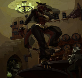 4_eyes abs alcohol anthro armor bar basement bedleh beer beverage brown_body brown_fur camel_toe chair claws clothed clothing container crowd cup dancing detailed_background digitigrade drugs exotic_dancer female fur furgonomic_headwear furgonomics furniture group handpaw hat headgear headwear helmet inside lamp looking_at_viewer low-angle_view medieval mug multi_eye on_chair on_table panties paws sitting standing table tail tail_tuft tan_body tavern translucent translucent_clothing tuft underwear veil waterpipe kofomy mammal reptile scalie unknown_species hi_res