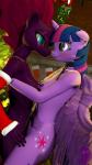 anthro anthrofied areola blush breasts collar duo female hair horn kissing_bough leash mistletoe nipples nose_kiss plant purple_eyes purple_hair wings thevioletghost friendship_is_magic hasbro my_little_pony my_little_pony:_the_movie_(2017) mythology tempest_shadow_(mlp) twilight_sparkle_(mlp) equid equine mammal mythological_creature mythological_equine unicorn winged_unicorn 2017 3d_(artwork) 9:16 absurd_res digital_media_(artwork) hi_res