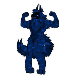 3_toes 5_fingers anthro belly_tuft bent_legs blue_body blue_hair chest_tuft crotch_tuft digitigrade feet fingers flexing flexing_bicep flexing_both_biceps fluffy fluffy_tail fur hair head_tuft knock-kneed long_ears looking_at_viewer machine male multicolored_body multicolored_fur no_shading nude paws pecs pose simple_background smile solo tail toes tuft white_background firealone cider_(firealone) armorless_protogen mammal protogen 1:1