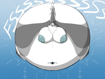 4_toes air_inflation anthro big_breasts black_claws breasts claws eyebrows feet female floating fur hair huge_breasts inflation inner_ear_fluff navel neck_tuft nipples non-mammal_nipples solo tail teal_eyes teal_nipples toes tuft white_body white_fur white_hair white_inner_ear_fluff swatchfodder mythology dragon furred_dragon furred_scalie mythological_creature mythological_scalie scalie hi_res