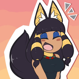 breasts chibi clothing dress eyes_closed eyeshadow female hair happy jewelry long_hair makeup necklace open_mouth smile solo conditional_dnp quin-nsfw anubii_(quin-nsfw) animal_humanoid canid canid_humanoid canine canine_humanoid humanoid jackal_humanoid mammal mammal_humanoid 1:1 digital_media_(artwork) hi_res