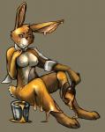 anthro blue_eyes breasts brush female goo_transformation latex liquid_latex nipples nude paint paint_can paintbrush painting_body scarf simple_background smile solo transformation skulldog_(artist) flir_(rabbit) lagomorph leporid mammal rabbit