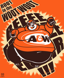 anthro belly beverage big_belly big_moobs bottomless bottomless_male clothed clothing eyes_closed hat headgear headwear holding_beverage holding_glass holding_object huge_belly male moobs morbidly_obese morbidly_obese_anthro morbidly_obese_male navel obese obese_anthro obese_male open_mouth orange_clothing orange_hat orange_headwear orange_sweater orange_tongue orange_topwear overweight overweight_anthro overweight_male root_beer soda solo standing sweater text thick_thighs tongue topwear pearypanda a&w rooty_the_great_root_bear bear mammal absurd_res english_text hi_res