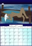 2014 april_(month) breasts calendar calendar_graphic delilah_(gargoyles) disney fab3716 female gargoyles humanoid irl_trace lying nipples not_furry nude pinup pose solo