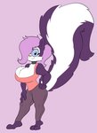 anthro big_breasts bottomwear breasts clothing female hair hair_over_eye looking_at_viewer one_eye_obstructed pants solo tight_bottomwear tight_clothing tight_pants solratic tiny_toon_adventures warner_brothers fifi_la_fume mammal mephitid skunk absurd_res hi_res