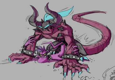 abdominal_bulge ambiguous_penetration anal anal_penetration anthro ass_up blue_claws blue_hair bodily_fluids bracelet claws collar duo from_behind_position hair horn jewelry long_tail male male/male mohawk motion_lines muscular muscular_anthro muscular_male penetration pink_body pink_skin ponytail purple_hair red_body red_skin sex sharp_teeth size_difference skinny_male spiked_bracelet spiked_collar spikes spikes_(anatomy) striped_horn stripes sweat tail teeth yellow_sclera spiceskeleton asian_mythology east_asian_mythology japanese_mythology mythology sega sonic_the_hedgehog_(series) the_deadly_six zavok zazz demon horned_humanoid humanoid oni yokai zeti zeti_(species) colored_sketch hi_res sketch