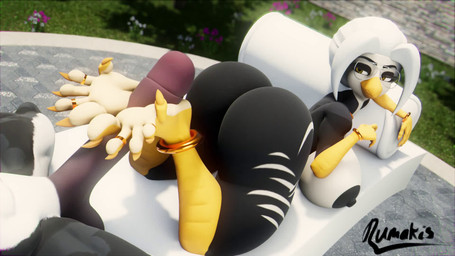 5_toes anklet anthro big_breasts big_butt bracelet breasts butt curling_toes digit_ring duo erection eyewear feet female foot_fetish foot_focus foot_play footjob genitals glasses humanoid_feet jewelry male male/female outside penile penis plantigrade ring sex toe_ring toes rumakis third-party_edit nibv pine_(rumakis) accipitrid accipitriform avian bird eagle 16:9 3d_(artwork) 3d_animation animated digital_media_(artwork) hi_res short_playtime sound sound_edit voice_acted webm widescreen