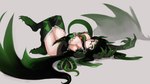 big_breasts black_hair breasts claws clothing eyewear female glasses green_eyes green_hair grey_background hair legwear looking_at_viewer lying monster_girl_(genre) multicolored_hair pigtails simple_background smile solo stockings two_tone_hair wings paintrfiend monster_girl_encyclopedia mythology fan_character jabberwock_(mge) tharkis animal_humanoid demon demon_humanoid dragon dragon_humanoid humanoid jabberwock jabberwocky mythological_creature mythological_scalie scalie 16:9 2017 hi_res widescreen