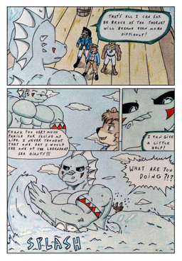 abs anthro arm_markings big_muscles big_pecs bird's-eye_view black_boots black_clothing black_footwear black_sclera boots brown_boots brown_clothing brown_footwear clothing facial_markings footwear glowing glowing_eyes head_markings high-angle_view low-angle_view male manly markings musclegut muscular muscular_arms onomatopoeia pecs sea ship shoes sound_effects splash teal_body text tribal tribal_markings underwear vehicle water watercraft wave dashthefox mythology kai_(dash_fox) marteau aquatic aquatic_dragon bear dragon mammal mustelid mythological_creature mythological_scalie otter scalie suid suine sus_(pig) wild_boar absurd_res hi_res traditional_media_(artwork)