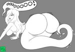 apode big_butt blush breasts butt butt_expansion expansion female grey_background hair hair_over_eye huge_butt legless one_eye_obstructed serpentine simple_background solo split_form oozee ghost humanoid spirit hi_res monochrome