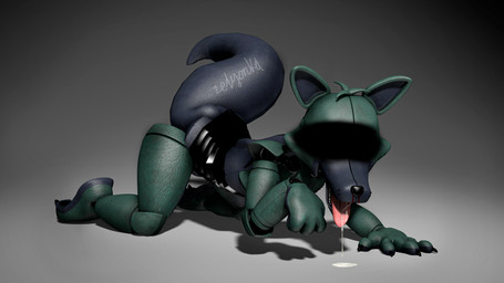 4_fingers acting_like_a_dog all_fours ambiguous_gender anthro blue_body bodily_fluids claws dripping drooling fingers glistening glistening_body gradient_background green_body grey_background machine open_mouth pink_tongue saliva saliva_drip saliva_on_ground saliva_on_tongue saliva_string sharp_teeth simple_background solo tail teeth thick_tail tongue tongue_out zelyonka qutiix_(modeler) five_nights_at_freddy's scottgames fan_character sofy_lauren_foxlott animatronic canid canine fox mammal robot robot_anthro 16:9 3d_(artwork) 4k absurd_res digital_media_(artwork) full-length_portrait hi_res portrait source_filmmaker_(artwork) watermark widescreen female_(lore)