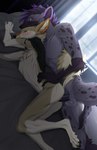 andromorph anthro anthro_penetrated anthro_penetrating athletic balls bed black_penis black_sclera blush day detailed_background duo fur furniture genitals highlights_(coloring) intersex intersex/male light looking_down_at_partner lying male on_bed on_side penetration penis pillow pillow_grab purple_highlights sex shaved_arm slim sunlight tail waist_grab window ruisha dakota_deforrest_(kyledere11) zeekerz canid canine canis coyote hyena mammal absurd_res colored digital_drawing_(artwork) digital_media_(artwork) hi_res shaded widescreen