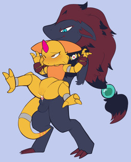 1_horn anal anal_penetration anthro anthro_on_anthro anthro_penetrated anthro_penetrating anthro_penetrating_anthro anus badge balls biped blue_background blue_body blue_eyes blue_fur blush bodily_fluids carrying_another carrying_partner cheek_tuft closed_smile cum cum_in_ass cum_inside digitigrade duo ejaculation facial_tuft female female_anthro female_on_anthro female_penetrated fur fur_tuft genital_fluids genitals head_tuft horn innie_vulva kerchief larger_male looking_at_another looking_at_partner male male/female male_anthro male_on_anthro male_penetrating male_penetrating_female mouth_closed narrowed_eyes neckerchief neckwear one_eye_closed orange_eyes penetration penile penile_penetration penis penis_in_ass plantigrade purple_horn red_body red_fur reverse_stand_and_carry_position sex simple_background size_difference smaller_female smile standing standing_sex three-quarter_view tuft vulva yellow_body yellow_fur porldraws nintendo pokemon fan_character abra canid canine generation_1_pokemon generation_5_pokemon mammal pokemon_(species) zoroark 2026 absurd_res digital_drawing_(artwork) digital_media_(artwork) flat_colors hi_res