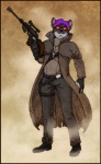 anthro eyewear goggles gun hair holding_gun holding_object holding_ranged_weapon holding_weapon male purple_hair ranged_weapon sniper solo weapon zenithfoxie fallout microsoft ncr_ranger_(fallout) canid canine canis mammal wolf