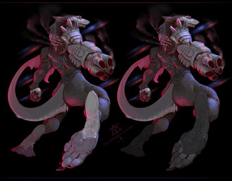 anthro barefoot claws clothed clothing cybernetic_arm cybernetic_limb feet female foot_focus fur gun paws ranged_weapon soles solo tail toes variations weapon kredri mammal sergal hi_res