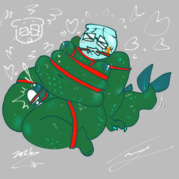 anthro bdsm blush bodily_fluids bondage bound chode claws ejaculation fish_tail gag genitals male male_breastmilk markings milk overstimulation penis restraints rope rope_bondage rope_harness scale_markings scales scales_on_shoulder sex_toy small_penis solo sweat tears tummy_scales vibrator wand_vibrator petramcbiteybite fishbowlguy_(petramcbiteybite) aquatic fish scalie 1:1 hi_res