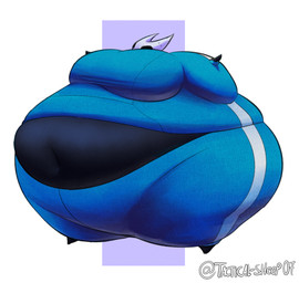 anthro belly belly_expansion big_belly big_breasts black_body black_eyes blue_bottomwear blue_clothing blue_pants blue_shirt blue_topwear blue_tracksuit body_inflation bottomwear breast_expansion breasts clothing empty_eyes expansion female huge_belly huge_breasts huge_thighs hyper hyper_belly hyper_breasts hyper_inflation hyper_thighs inflation navel pants shirt simple_background solo spherical_inflation swelling text thick_thighs thigh_expansion three-quarter_view tight_clothing topwear tracksuit white_background white_head oveja-tactica hollow_knight_(franchise) team_cherry hornet_(hollow_knight) arachnid arthropod spider 2026 artist_name colored digital_media_(artwork) hi_res shaded