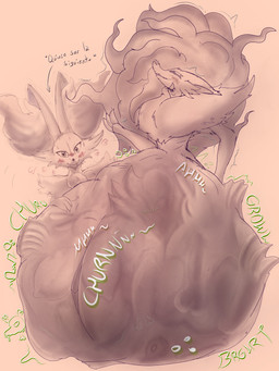 ambiguous_gender anthro belly big_belly bone bones_in_stomach digestion digestion_noises duo fatal_vore female huge_belly hyper hyper_belly male male/female vore anonymous_artist nintendo pokemon braixen generation_4_pokemon generation_5_pokemon generation_6_pokemon generation_8_pokemon hisuian_form hisuian_zoroark lucario pokemon_(species) regional_form_(pokemon) zoroark 3:4 absurd_res hi_res