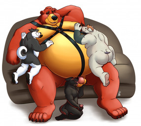 anthro anthro_on_anthro belly big_belly collaborative erection fellatio furniture genitals group hand_behind_head larger_male licking male male/male moobs nipple_fetish nipple_play nipple_suck nude obese oral overweight overweight_anthro overweight_male penile penis penis_lick sex size_difference slightly_chubby slightly_chubby_male smaller_male sniffing sofa sucking tongue tongue_out locofur bear canid canine canis domestic_dog husky mammal nordic_sled_dog spitz wolf