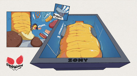 back_rolls belly big_belly black_hair camera fat_rolls female feral hair huge_belly hyper morbidly_obese morbidly_obese_female morbidly_obese_feral obese obese_female obese_feral overweight overweight_female overweight_feral solo speech_bubble text yellow_body dasquished_(artist) ziti_(dasquished) reptile scalie snake 2026 hi_res