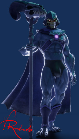 abs anthro bodily_fluids bone bulge cape clothing glowing glowing_eyes hood latex male mask muscular muscular_male skull solo staff standing sweat sweatdrop vermilionrenderworks skeletor monster 3d_(artwork) absurd_res alpha_channel digital_media_(artwork) hi_res signature